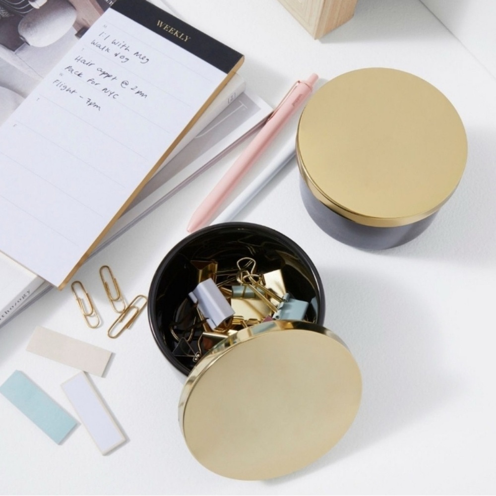 Z Gallerie Black and Gold Accent Multi Use Storage Canisters - Set of 2 - Picture 3 of 5